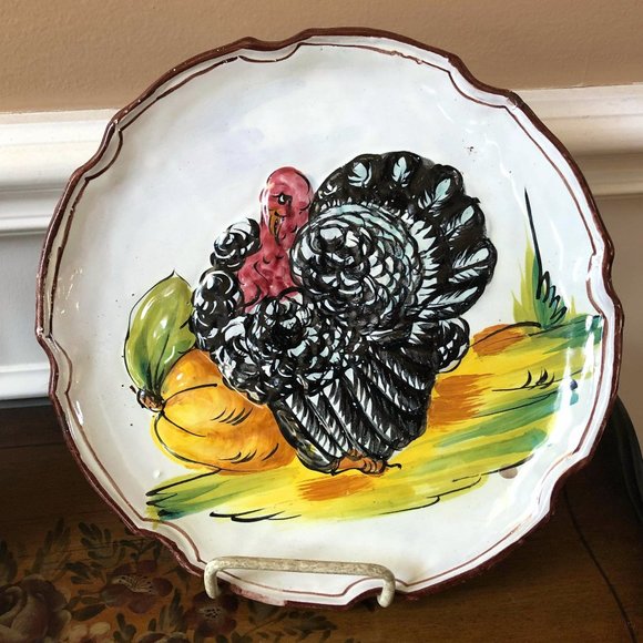 Majolica decorative ’turkey’ plates - Picture 4 of 8